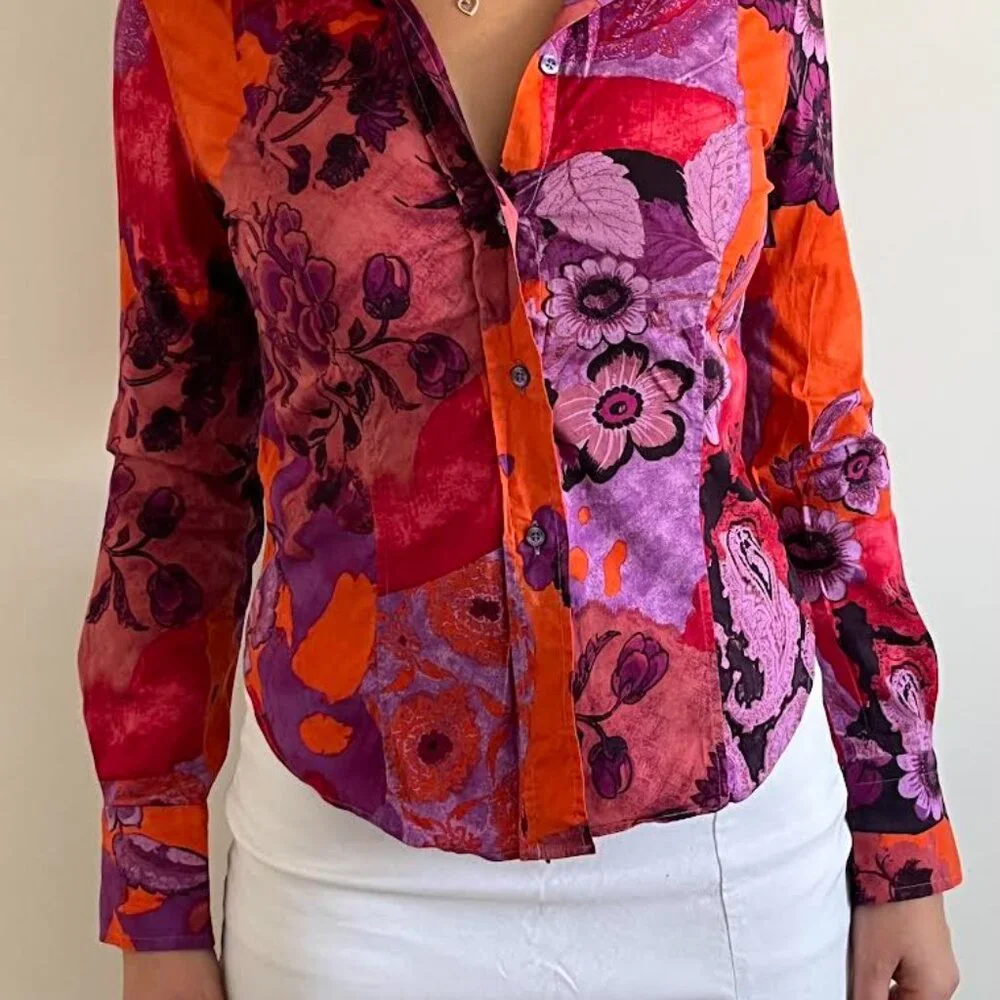 Etro Milano Funky Print Button Down Shirt Size 38 - Picture 2 of 3